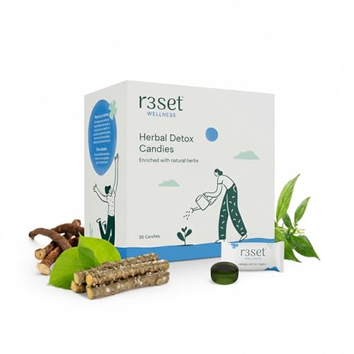 R3SET Detox Candy | 100% Natural Ingredients, Zero Calories - Supports Liver Health, Aids Detoxification & Free Radical Elimination | Stress Reliever - 30 Herbal Candies for Cleansing and Wellness