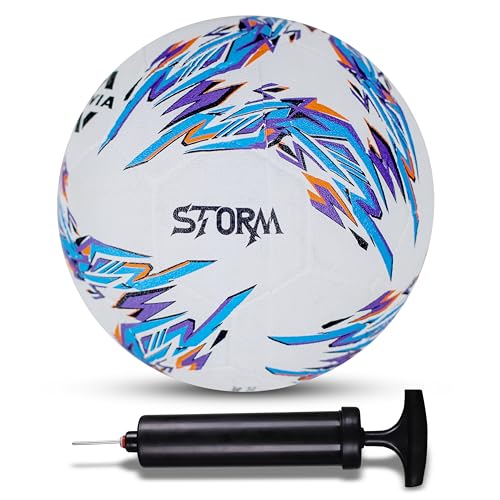 Nivia Combo Storm 2.0 Football (Size - 5, White/Blue) with Ball Pump