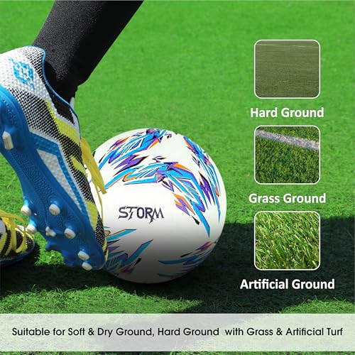 Nivia Combo Storm 2.0 Football (Size - 5, White/Blue) with Ball Pump - Image 3