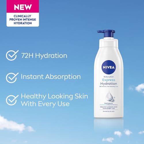 NIVEA Express Hydration Body Lotion, 400ml | 72 H Moisturization & Hydration for Summer | Goodness of Sea Minerals & Deep Moisture Serum | Non Greasy & Healthy Looking Skin |For All Skin Types - Image 5