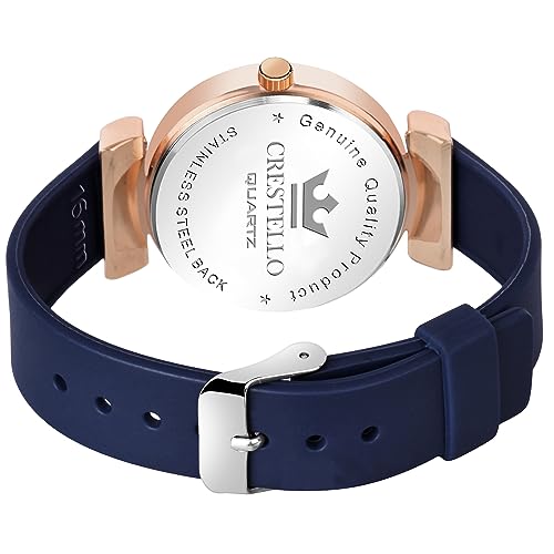 CRESTELLO Silicone Strap Analog Wrist Watch for Women (Black/Blue/Green/Brown) | CR-Ck137 - Image 4