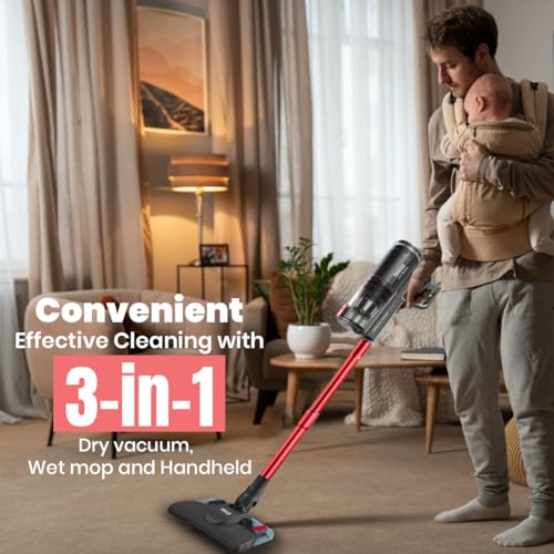 Inalsa Vacuum Cleaner with Mop for Floor Cleaning|900 W Motor with Strong 18 KPA Suction|Electric Mop for Floor Cleaning|5 Level Efficient Filtration|Handheld Vacuum Cleaner for Home(Ozoy Premium),Red - Image 3