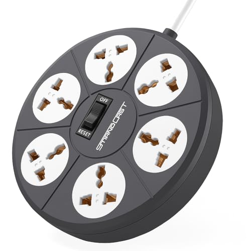 STANDLAST 6-Socket Extension Board | 1.8 Meter Surge Protector & 10A Spike Guard | 240V Heavy Duty Extension Cord | Universal Socket Power Strip for Home,Office,TV, PC & Appliances - Grey