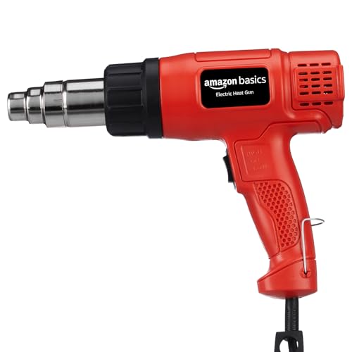 Amazon Basics 1700W Heat Gun | Dual Temperature & Airflow Control | ABS Body | Hot Air Gun for Paint Removal, Plastic Welding & Shrinking | Red