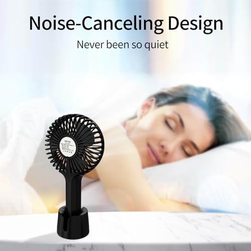 UN1QUE X3 Mini Portable Fan - Powerful Brushless Motor Fan with Large Blades, 3-Speeds, Noise-Canceling Design, Detachable, USB Rechargeable Fan with Base (Black) - Image 3
