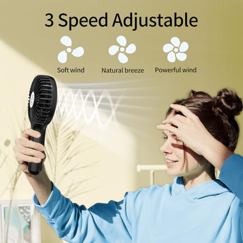 UN1QUE X3 Mini Portable Fan - Powerful Brushless Motor Fan with Large Blades, 3-Speeds, Noise-Canceling Design, Detachable, USB Rechargeable Fan with Base (Black) - Image 6
