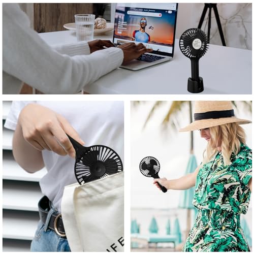 UN1QUE X3 Mini Portable Fan - Powerful Brushless Motor Fan with Large Blades, 3-Speeds, Noise-Canceling Design, Detachable, USB Rechargeable Fan with Base (Black) - Image 7