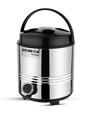 Stainless Steel Water Storage Container for Kitchen Office & Home I HOT and Cold Water Jug/Dispenser Carry 5 Liters of Water I Silver Color