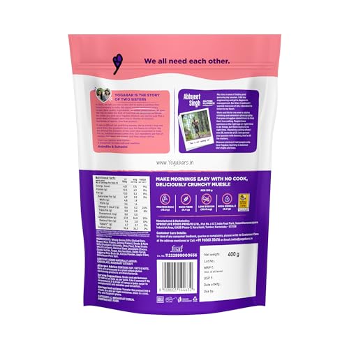 Yogabar Wholegrain Breakfast Muesli |Fruits Nuts and Seeds | Dark Chocolate Cranberry |No Sugar Super Muesli |400gm Each - Image 2