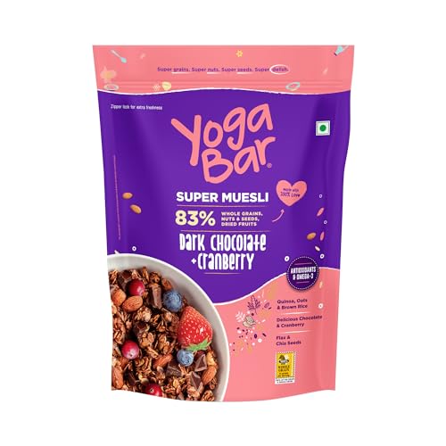 Yogabar Wholegrain Breakfast Muesli |Fruits Nuts and Seeds | Dark Chocolate Cranberry |No Sugar Super Muesli |400gm Each - Image 6