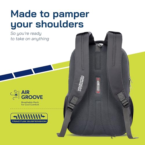 American Tourister Martt+ 01, 28L Laptop Backpack, Office Bag, Backpack Bag For Man and Women With Rain Cover, Ergo Back and Air Groove, Grey - Image 4