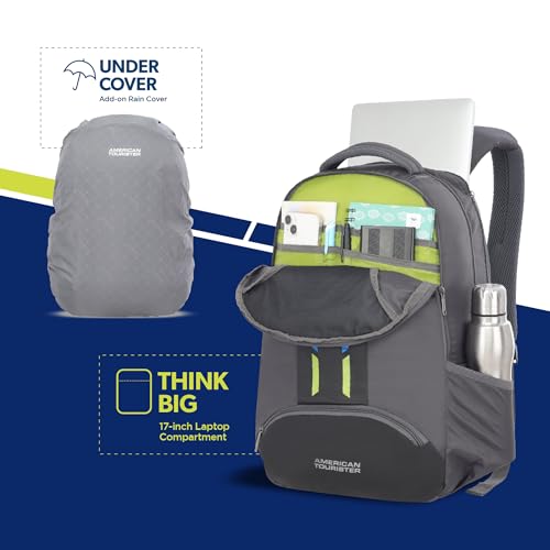 American Tourister Martt+ 01, 28L Laptop Backpack, Office Bag, Backpack Bag For Man and Women With Rain Cover, Ergo Back and Air Groove, Grey - Image 5