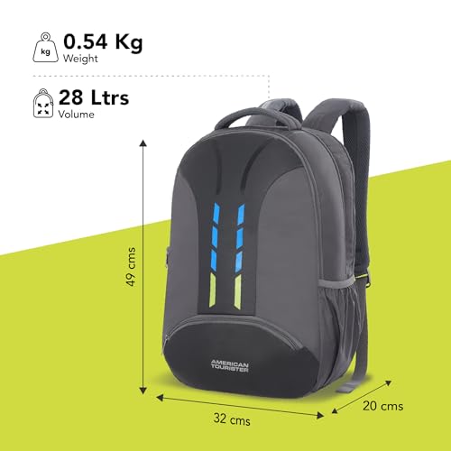 American Tourister Martt+ 01, 28L Laptop Backpack, Office Bag, Backpack Bag For Man and Women With Rain Cover, Ergo Back and Air Groove, Grey - Image 6