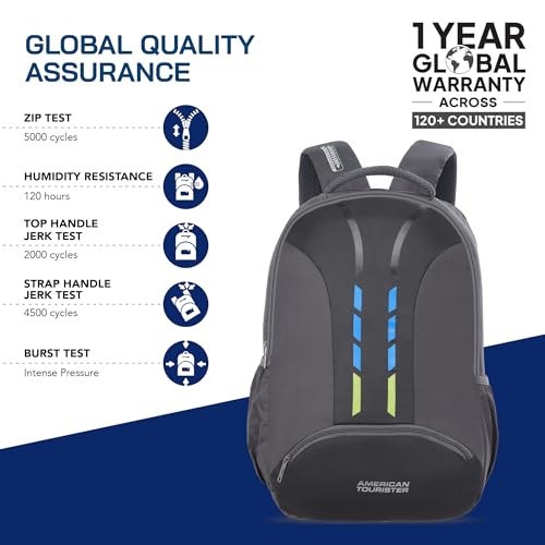 American Tourister Martt+ 01, 28L Laptop Backpack, Office Bag, Backpack Bag For Man and Women With Rain Cover, Ergo Back and Air Groove, Grey - Image 7
