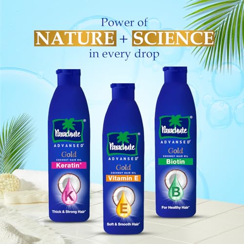 Parachute Advansed Gold Vitamin E Coconut Hair Oil| Long & Soft Hair | For All Hair Type| No Paraben & Silicones| 300ml - Image 7