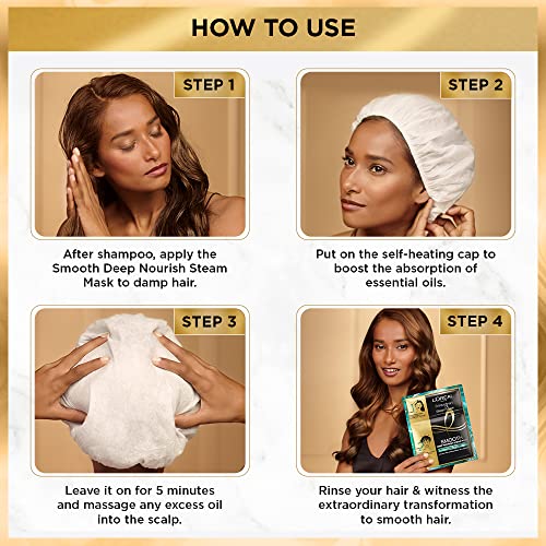 L'Oréal Paris Professional Nourishing Treatment, For Smooth & Straight Frizz-Free hair, Paraben Free, With Precious Essential Oils, Extraordinary Oil Smooth Steam Mask, 20ml + 40g - Image 5