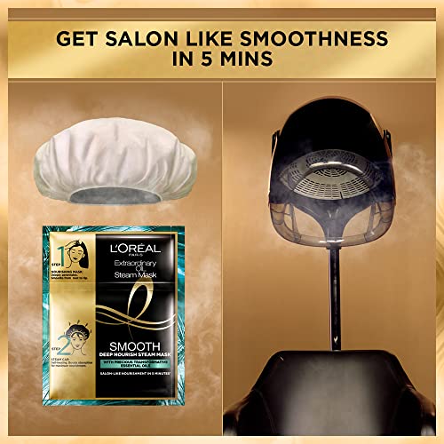 L'Oréal Paris Professional Nourishing Treatment, For Smooth & Straight Frizz-Free hair, Paraben Free, With Precious Essential Oils, Extraordinary Oil Smooth Steam Mask, 20ml + 40g - Image 7
