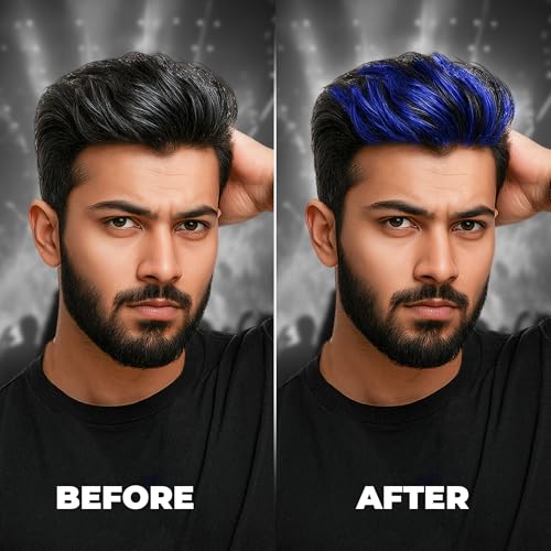 Beardo Quicky Hair Color - Blue Edge, 50 ml | Temporary 1-Day 1-Wash | DIY Instant Hair Color Makeup for Men | No Bleach | No Ammonia | No Damage - Image 4