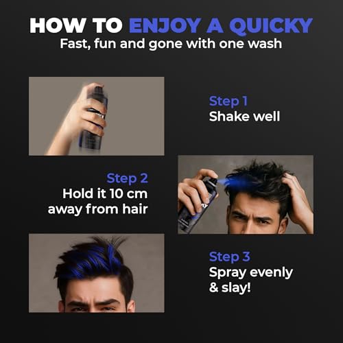 Beardo Quicky Hair Color - Blue Edge, 50 ml | Temporary 1-Day 1-Wash | DIY Instant Hair Color Makeup for Men | No Bleach | No Ammonia | No Damage - Image 6