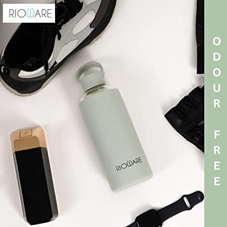 Rioware Aquashot Borosilicate Glass Water Bottle with Silicon Sleeve (750Ml) | Airtight Lid | Leak Proof | Silicon Cap | Fridge Water Bottles for Home, Office & Gym -Pack of 01(Green) - Image 4
