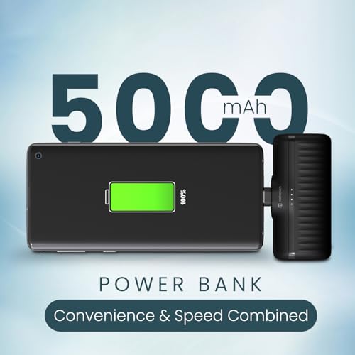 Portronics Power Pebble 5000mAh 20W Fast Charging Nano Powerbank, in-Built Foldable Type C Input/Output Pin, Type C PD Output, LED Battery Indicator, Compatible with Type C Smartphone,iPhone(Black) - Image 3
