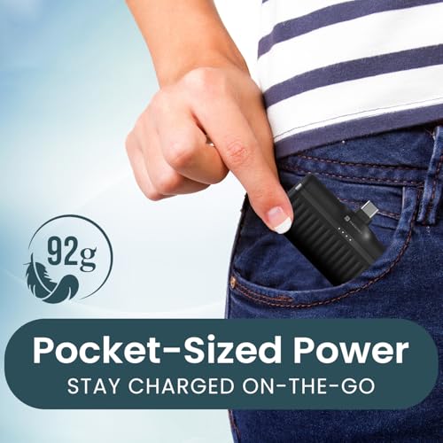 Portronics Power Pebble 5000mAh 20W Fast Charging Nano Powerbank, in-Built Foldable Type C Input/Output Pin, Type C PD Output, LED Battery Indicator, Compatible with Type C Smartphone,iPhone(Black) - Image 6