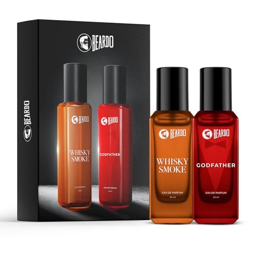 Beardo Whisky Smoke & Godfather Perfume Combo (20 ml x 2) | Spicy, Woody - Oudh Notes of Whisky Smoke & Aromatic, Spicy Notes of Godfather | Lasting Mens Perfume | Ideal gift for men | Rakhi Gift for Brother | Gift for Men