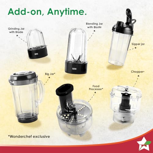 Wonderchef Nutri-blend Activ Mixer Grinder Blender, Smoothie Maker, 500W 22000 RPM 100% Full Copper Motor, 2 Unbreakable Jars, SS Blades, 2 Year Warranty, Recipe book by Chef Sanjeev Kapoor, Red - Image 7