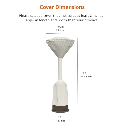 AmazonBasics Standup Patio Heater Cover | Height: 95 inch, Dome Diameter: 34 inch, Round Base Diameter: 18.5 inch | Polyester | White - Image 2