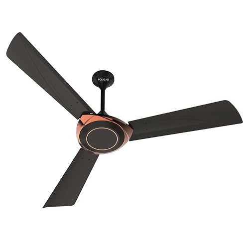 Polycab Superb Neo Star Rated, 1200mm Ceiling Fan For Home | High Speed & Air Delivery | Saves Up To 33% Electricity, 100% Copper, Rust-Proof Blades, 52 Watt | 2-yr Warranty【Jaco Bean Bronze Gold】