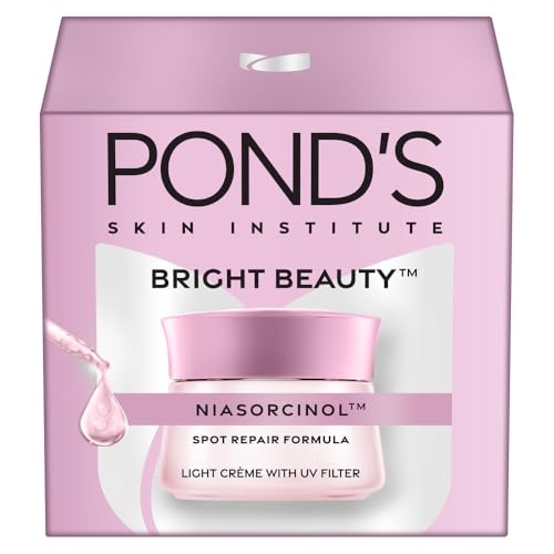 Pond's Bright Beauty Light Cream with UV Filter | Niasorcinol | 100x Better than Vitamin C | Niacinamide | Fades Dark Spots, Brightens Skin, 50g