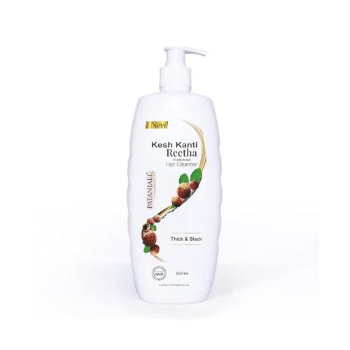 Patanjali Kesh Kanti Reetha Hair Cleanser 650 Ml, Natural Shampoo for Thick & Black Hairs, Scalp Cleansers for Men and Women, All Types