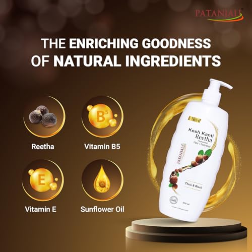 Patanjali Kesh Kanti Reetha Hair Cleanser 650 Ml, Natural Shampoo for Thick & Black Hairs, Scalp Cleansers for Men and Women, All Types - Image 4