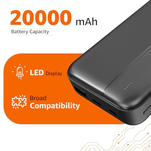 Amazon Basics 20000 mAh Power Bank | 22.5W Fast Charging | Dual Output & Input | Charge 3 Devices Simultaneously | for Smartphones, TWS Earbuds, Speakers, Tablets (Black) - Image 3
