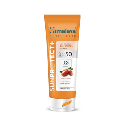 Himalaya All Sunprotect + | Ultra-Light Tint Sunscreen Cream | Spf 50 Pa ++++ | 90% Natural Origin Ingredients | 98% Broad Spectrum Protection | Sweat & Water Resistant | Make-Up Friendly | 50Gm