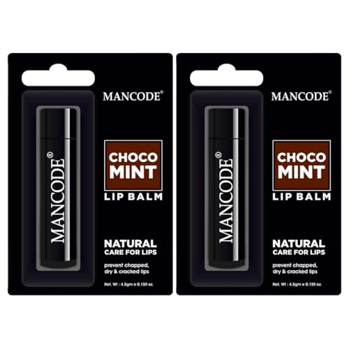 Mancode Nourishing Lip Balm, 4.5g each Pack of 2 - Choco Mint Lip Moisturizer For Dry & Chapped Lips Enriched With Castor Oil, SPF Infused Lip Care Ideal for Men