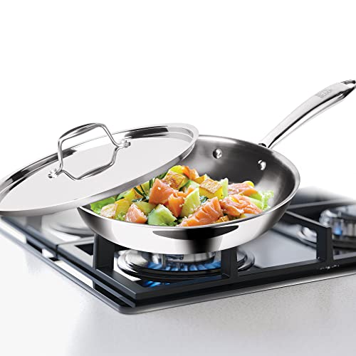 MILTON Pro Cook Triply Stainless Steel Fry Pan with Lid, 22 cm / 1.5 Litre- Silver