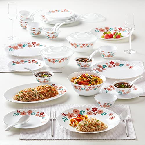 Larah by Borosil Ayana Silk Series Opalware Dinner Set | 47 Pieces for Family of 8 | Microwave & Dishwasher Safe | Bone-Ash Free | Crockery Set for Dining & Gifting | Plates & Bowls | White - Image 4