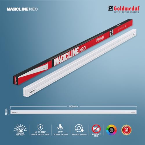 Goldmedal Magic Line Neo 22W LED Batten | With 2000 Lumens | LED Tubelight for Home | Surge Protection up to 4kV | High Voltage Protection up to 300VAC | Cool Daylight (6500K) - Image 3