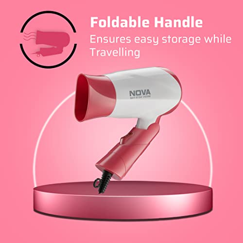 Nova NHP-8104 1400 Watts Compact Hair Dryer (White/Pink) - Image 3