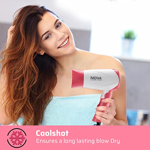 Nova NHP-8104 1400 Watts Compact Hair Dryer (White/Pink) - Image 5