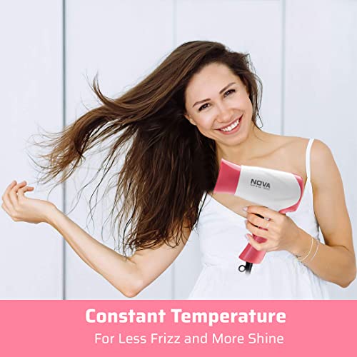 Nova NHP-8104 1400 Watts Compact Hair Dryer (White/Pink) - Image 6
