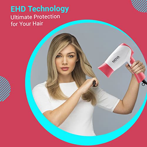Nova NHP-8104 1400 Watts Compact Hair Dryer (White/Pink) - Image 7