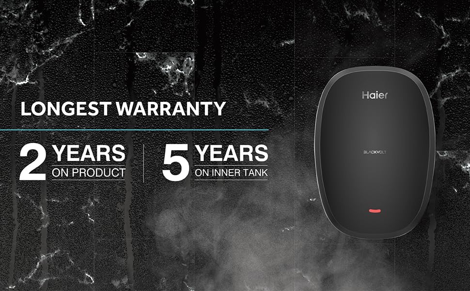 Haier BlackVolt Instant Water Heater 3 Litre with 3kW | Fast Heating | Copper Heating Element | 6.5 Bar Pressure | Instant Geyser for Kitchen & Bathroom | 5-Year Tank Warranty | EI3V-BLACKVOLT - Image 3