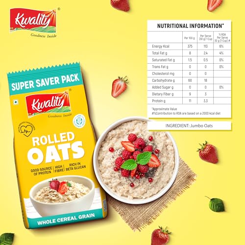 Kwality Rolled Oats 1kg Pouch