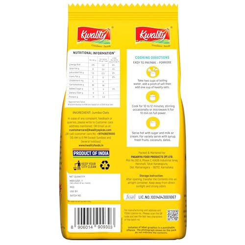 Kwality Rolled Oats 1kg Pouch
