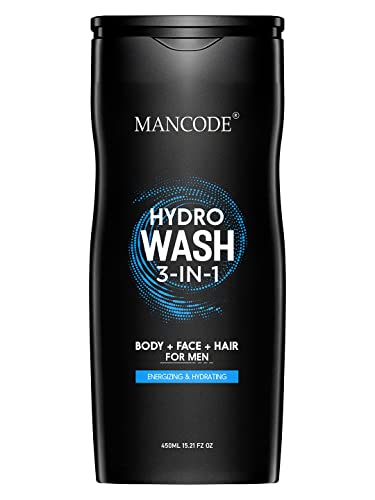 Mancode Hydro Body Wash For Men 450ml, 3 In 1 Active Body Wash For Body, Shower Gel For Men, Bodywash, Face And Hair With Refreshing Menthol And Natural Oils Extract