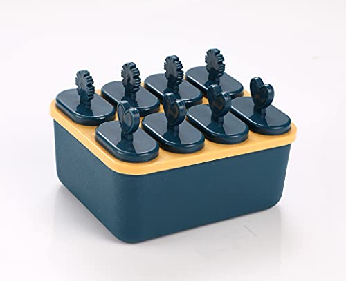 Zollyss Popsicle Molds Sets 8 Ice Pop Makers Reusable Ice Cream Mold-Durable Diy Popsicles Tray & Sticks Holders Fun For Kids & Adults Gift For Party Indoor & Outdoor (Plastic)-11.50X12.50X7.50 Cm