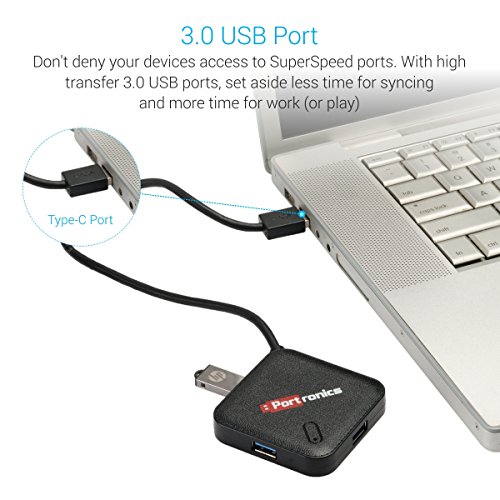 Portronics Mport 34M USB-C Hub (4-in-1) Multiport Adapter with 4-Port USB 3.0 & Upto 5 Gbps High-Speed Data Transfer for Laptop, Mac, Smartphone, Tablet (Black) - Image 5