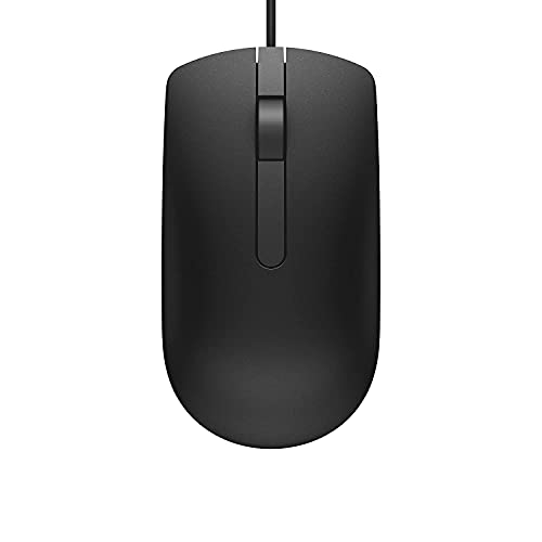Dell MS116 Wired Mouse, 1000 DPI, Scrolling Wheel, 2 Buttons, 1 x USB, Optical LED Tracking, Plug and Play, Scrolling Wheel, Black
